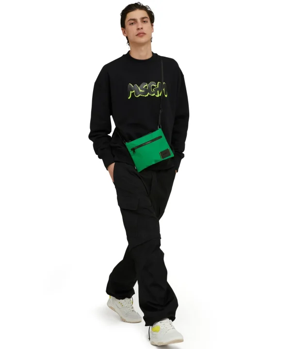 MSGM Pouch In Nylon Signature Green Flash Sale