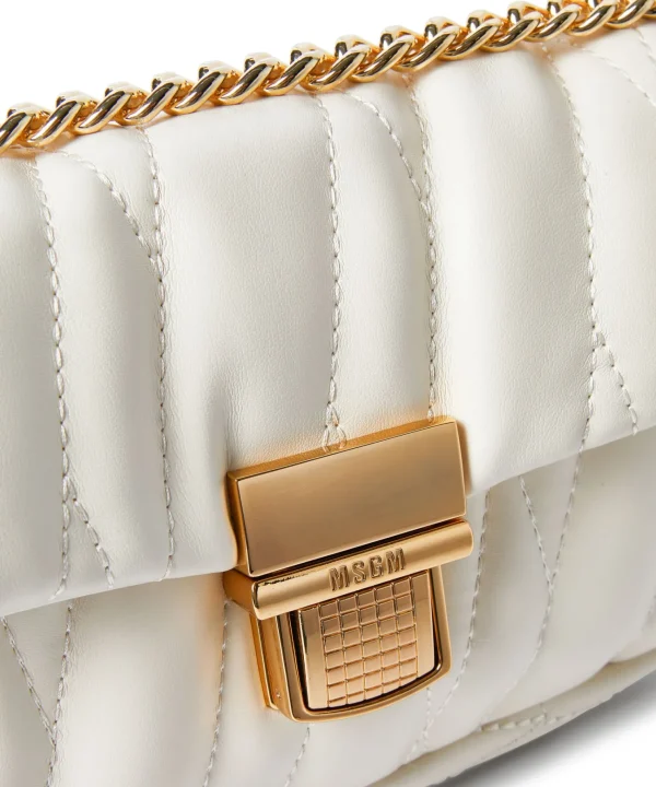 MSGM Puffer Clic Bag In Ecopelle Trapuntata Cream Sale