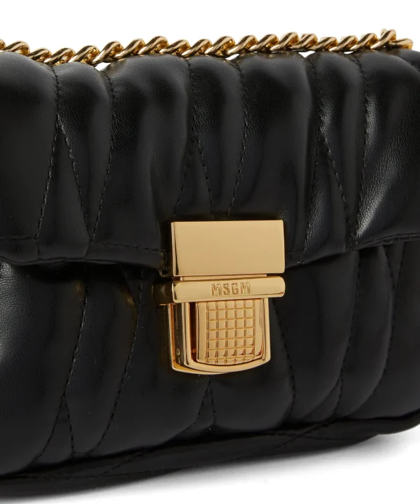 MSGM Puffer Clic Bag In Ecopelle Trapuntata Black Clearance