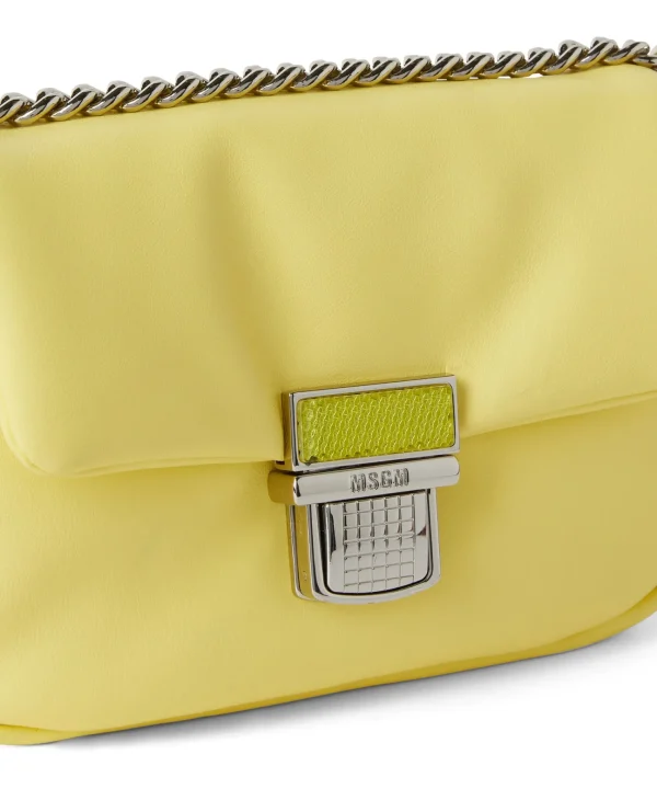 MSGM Puffer Clic Bag In Ecopelle Yellow Fashion