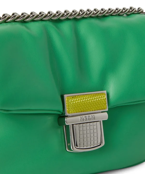 MSGM Puffer Clic Bag In Ecopelle Green Best