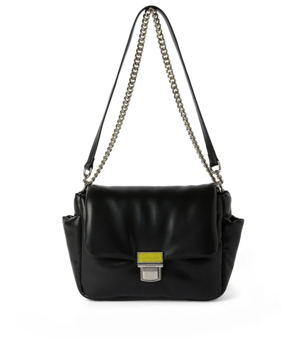 MSGM Puffer Clic Bag In Ecopelle Black New