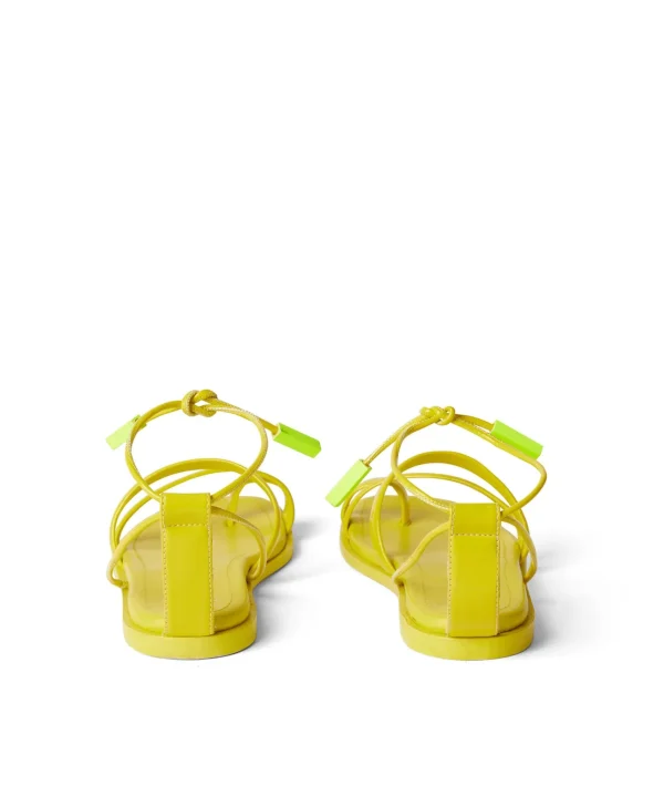 MSGM Sandali Bassi Con Fascette In Vernice Yellow Fluo Best Sale