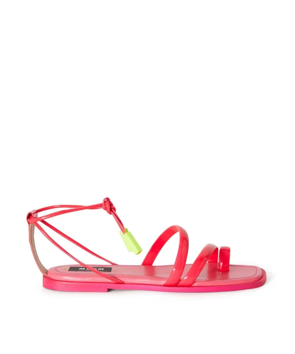 MSGM Sandali Bassi Con Fascette In Vernice Fucsia Online