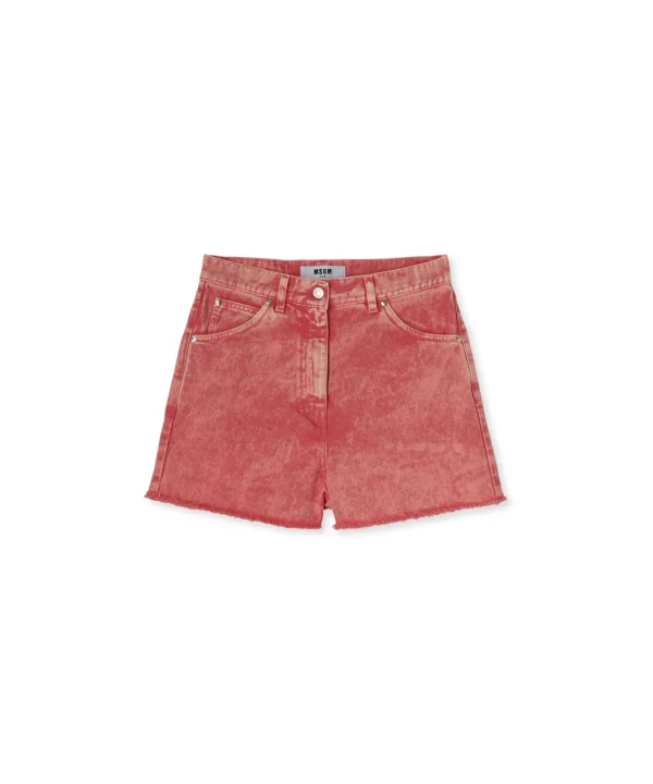 MSGM Shorts In Bull Con Effetto "Marble" Lillac Discount