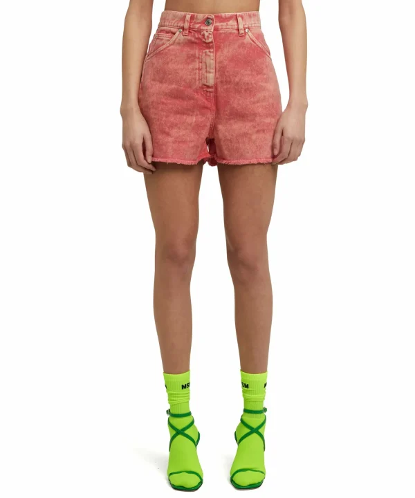 MSGM Shorts In Bull Con Effetto "Marble" Lillac Discount