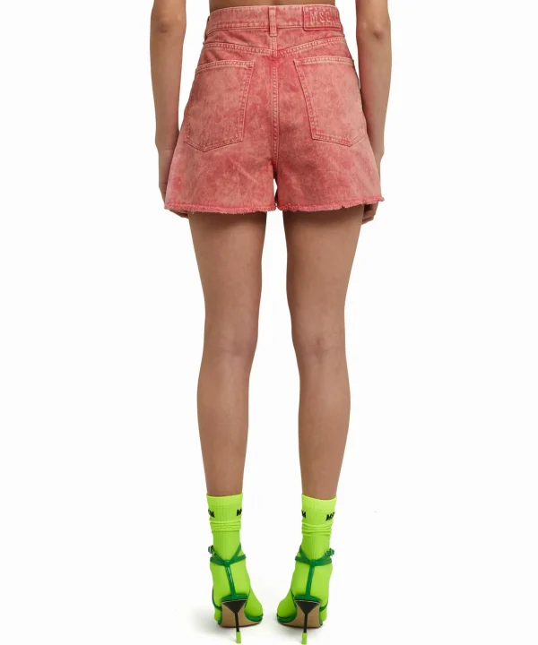 MSGM Shorts In Bull Con Effetto "Marble" Lillac Discount