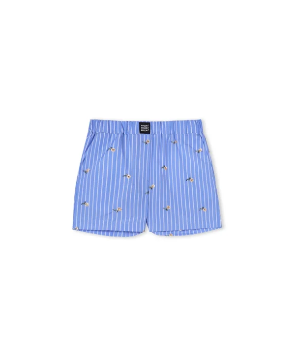 MSGM Shorts In Cotone Popeline Sartoriale Bacchettato Blue Discount