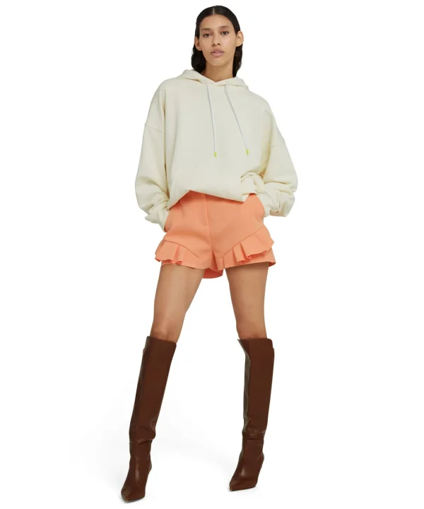 MSGM Shorts In Double Crepe Cady Con Rouches Applicate Orange New