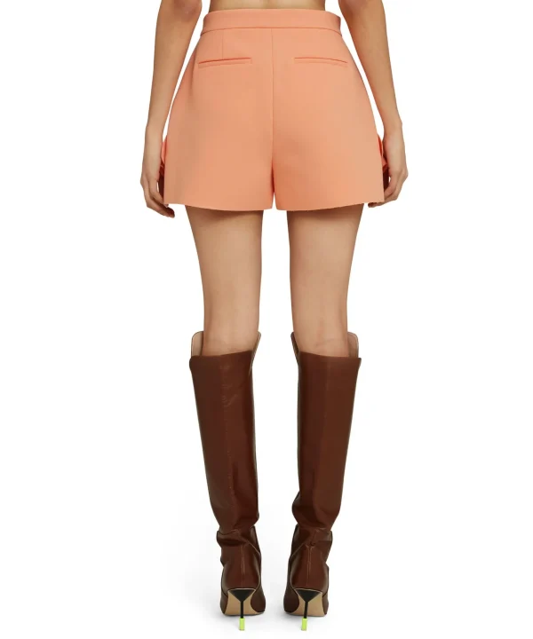 MSGM Shorts In Double Crepe Cady Con Rouches Applicate Orange New