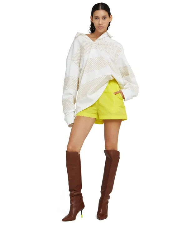 MSGM Shorts In Taffeta Tinta Unita Lemon Yellow Cheap