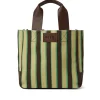 MSGM Tote Bag In Cotone A Righe Con Manici In Pelle Multicolor Brown Store