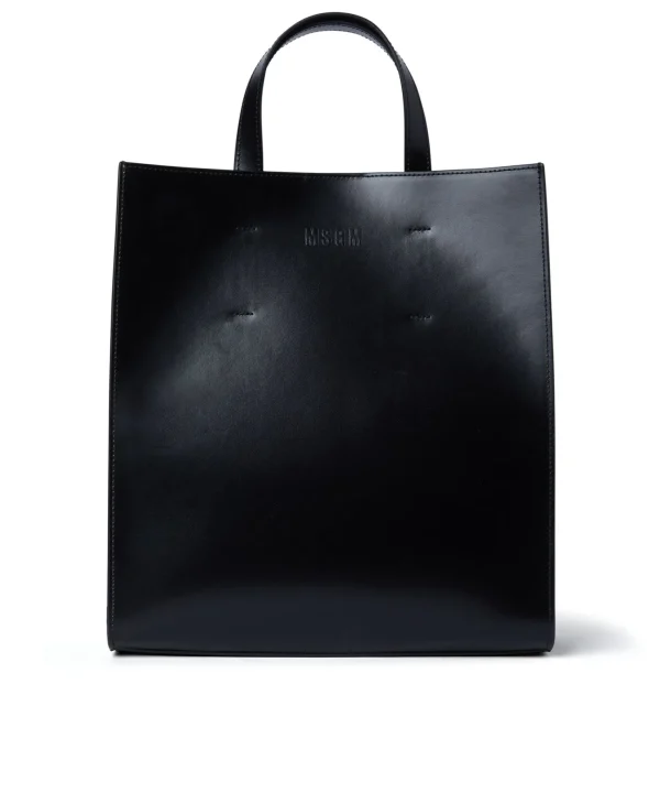 MSGM Tote Bag In Ecopelle Con Micrologo Embossed Black Hot