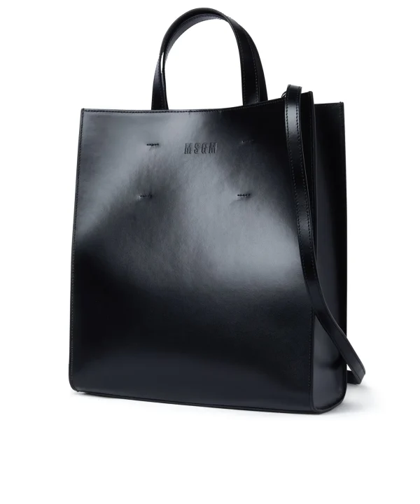 MSGM Tote Bag In Ecopelle Con Micrologo Embossed Black Online