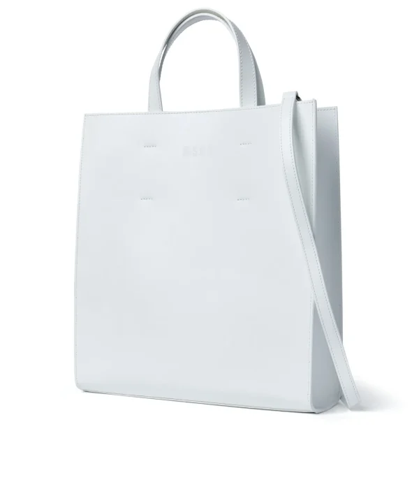 MSGM Tote Bag In Ecopelle Con Micrologo Embossed White Best