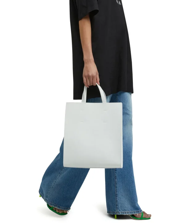 MSGM Tote Bag In Ecopelle Con Micrologo Embossed White Best