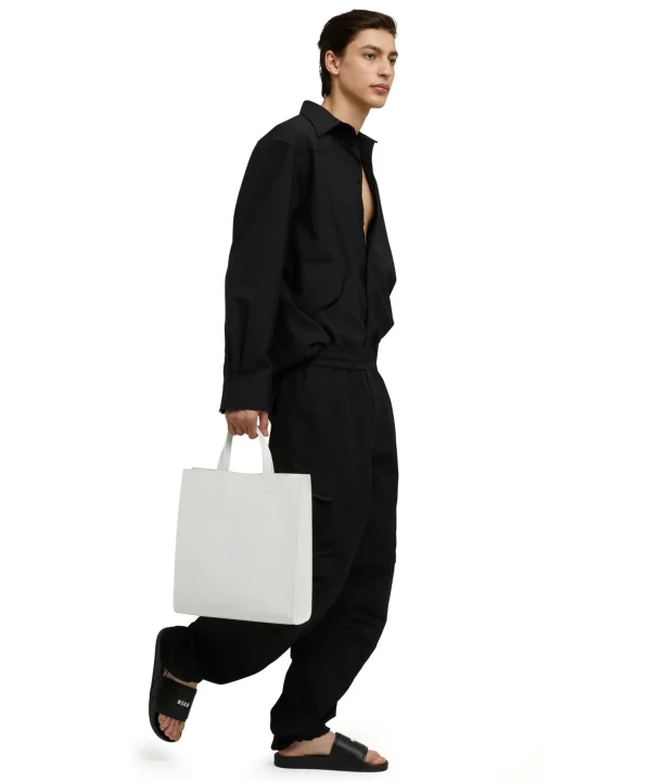 MSGM Tote Bag In Ecopelle Con Micrologo Embossed White Best