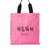 MSGM Tote In Nylon Signature Con Logo Pennellato Pink Fluo Store