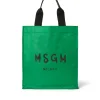 MSGM Tote In Nylon Signature Con Logo Pennellato Green Cheap