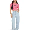 MSGM T-Shirt Crop In Cotone Con Grafica Dark Pink Best Sale