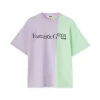 MSGM T-Shirt Girocollo Bicolore In Cotone Organico Della Capsule Fantastic Green Lillac Online