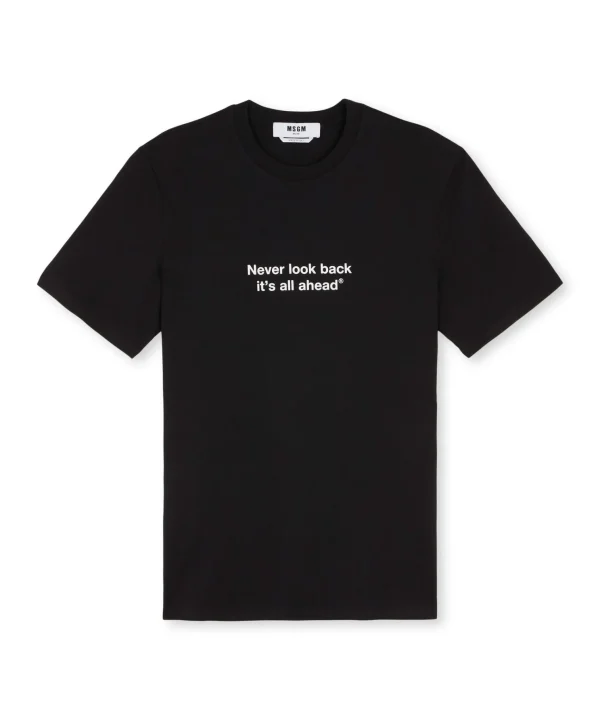 MSGM T-Shirt Girocollo Con Quote "Never Look Back It'S All Ahead" Black Best Sale