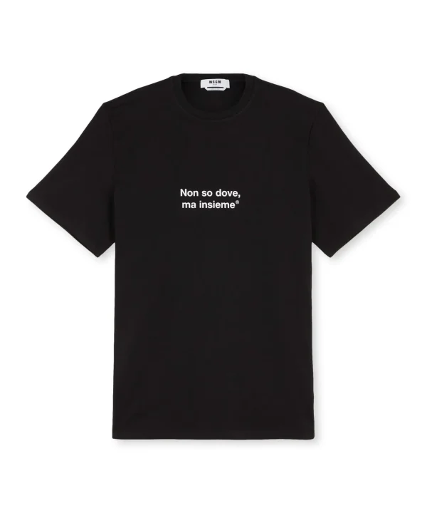 MSGM T-Shirt Girocollo Con Quote "Non So Dovema Insieme" Black Best