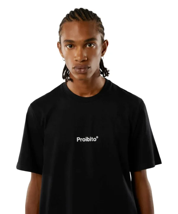 MSGM T-Shirt Girocollo Con Quote "Proibito" Black Flash Sale