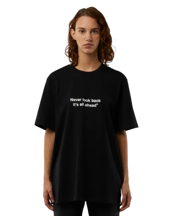 MSGM T-Shirt Girocollo Con Quote "Never Look Back It'S All Ahead" Black Best Sale