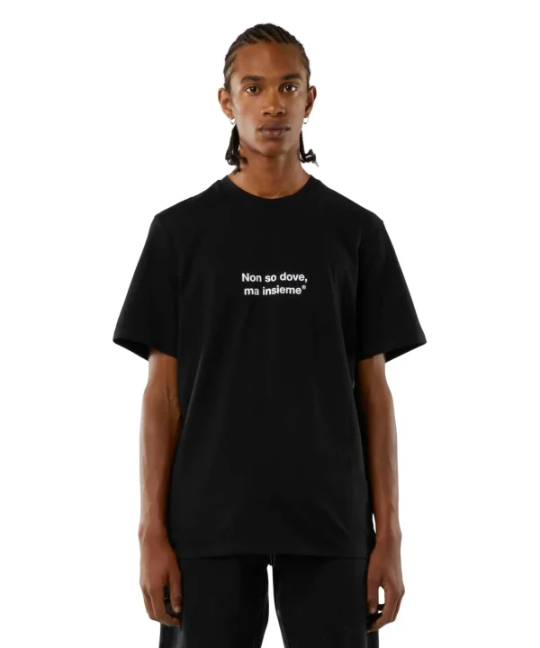 MSGM T-Shirt Girocollo Con Quote "Non So Dovema Insieme" Black Best