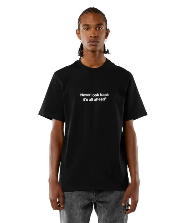 MSGM T-Shirt Girocollo Con Quote "Never Look Back It'S All Ahead" Black Best Sale