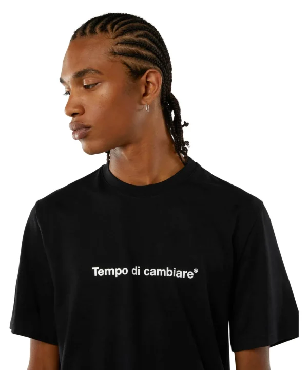 MSGM T-Shirt Girocollo Con Quote "Tempo Di Cambiare" Black Online