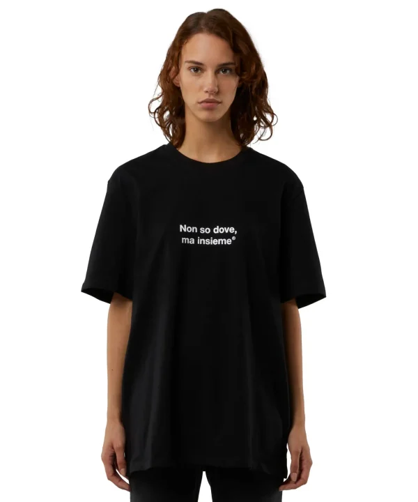 MSGM T-Shirt Girocollo Con Quote "Non So Dovema Insieme" Black Best