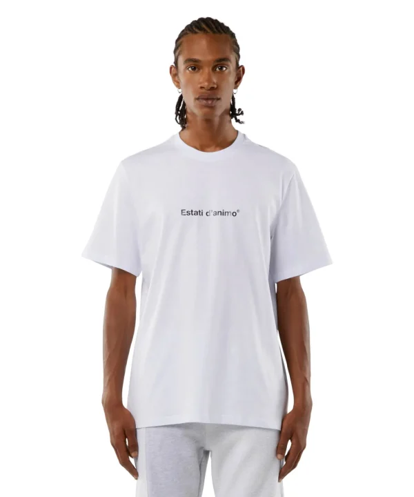 MSGM T-Shirt Girocollo Con Quote "Estati D'Animo" White Flash Sale