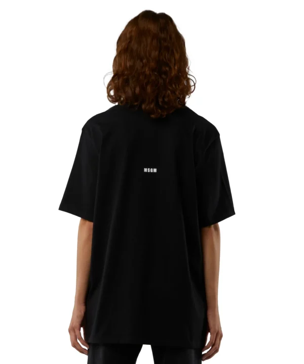 MSGM T-Shirt Girocollo Con Quote "Never Look Back It'S All Ahead" Black Best Sale