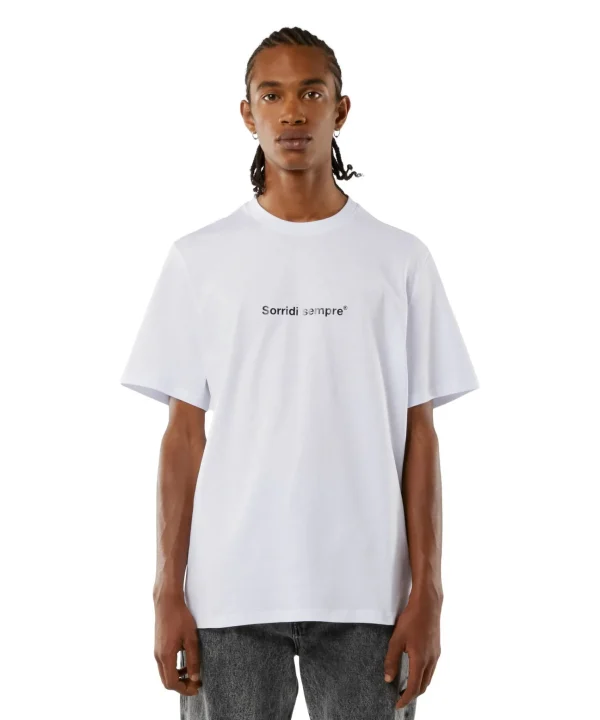 MSGM T-Shirt Girocollo Con Quote "Sorridi Sempre" White Shop