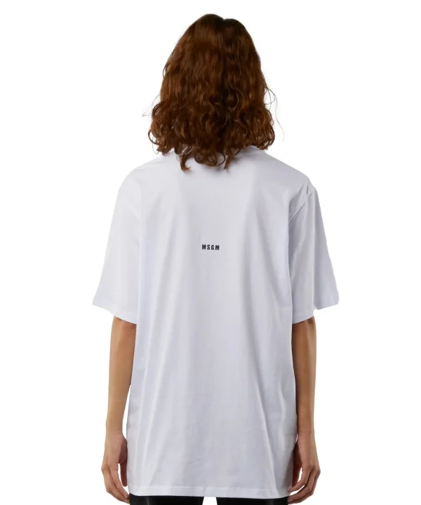 MSGM T-Shirt Girocollo Con Quote "Estati D'Animo" White Flash Sale