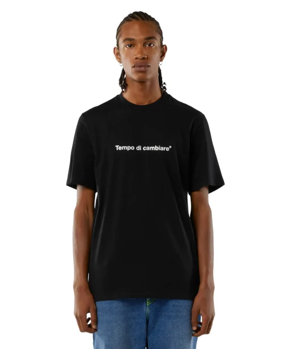 MSGM T-Shirt Girocollo Con Quote "Tempo Di Cambiare" Black Online