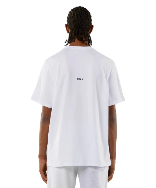 MSGM T-Shirt Girocollo Con Quote "Estati D'Animo" White Flash Sale