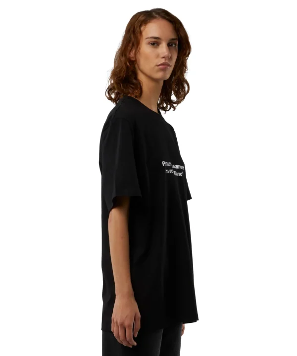 MSGM T-Shirt Girocollo Con Quote "Pensavo Fosse Amore Invece Era Milano" Black Best Sale