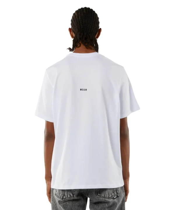 MSGM T-Shirt Girocollo Con Quote "Hard Times Are Interesting Times" White Store