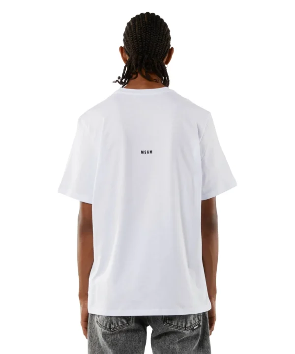 MSGM T-Shirt Girocollo Con Quote "Sorridi Sempre" White Shop