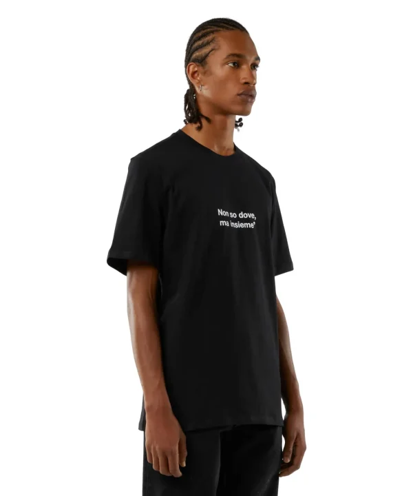 MSGM T-Shirt Girocollo Con Quote "Non So Dovema Insieme" Black Best