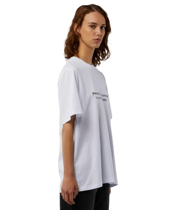 MSGM T-Shirt Girocollo Con Quote "Pensavo Fosse Amore Invece Era Milano" White Online