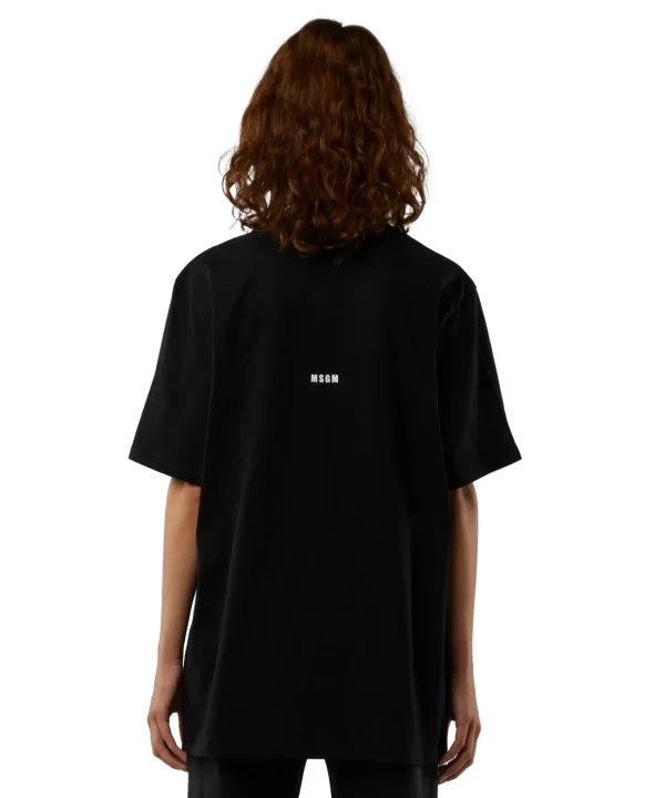 MSGM T-Shirt Girocollo Con Quote "Vorrei Vivere Di Inizi" Black Fashion