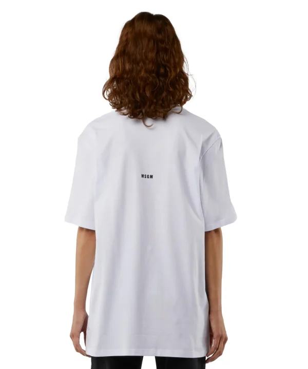 MSGM T-Shirt Girocollo Con Quote "Sorridi Sempre" White Shop