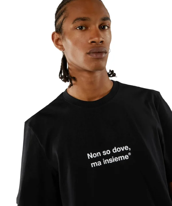 MSGM T-Shirt Girocollo Con Quote "Non So Dovema Insieme" Black Best