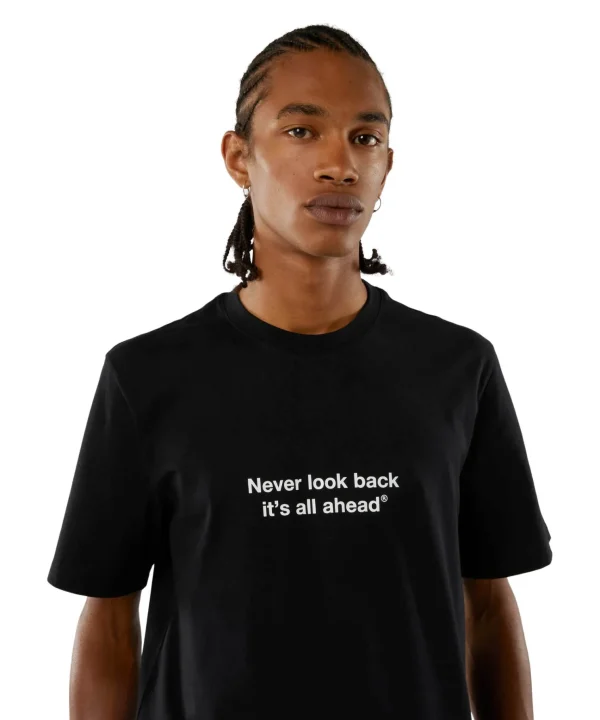 MSGM T-Shirt Girocollo Con Quote "Never Look Back It'S All Ahead" Black Best Sale