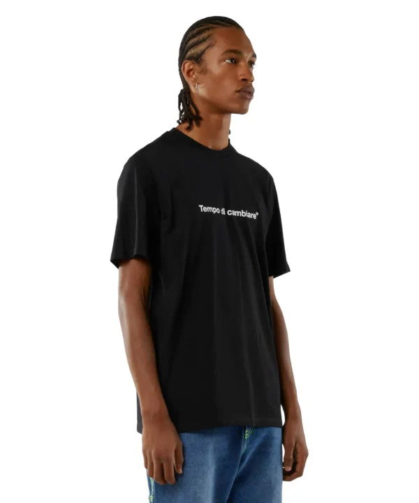 MSGM T-Shirt Girocollo Con Quote "Tempo Di Cambiare" Black Online