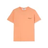 MSGM T-Shirt Girocollo In Cotone Con Logo Multicolor Corsivo Ricamato Orange Hot